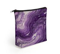 LZQPOEAS Purple Marble Makeup Bag Cute Zippered Cosmetic Pouch Travel Toiletry Organizer Waterproof Cosmetic Pouch Portable Toiletry Pouch Gift for Mom Teacher Friends
