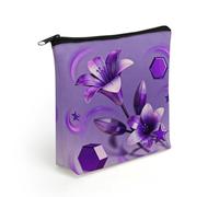 LZQPOEAS Purple Tulip Makeup Bag Cute Zippered Cosmetic Pouch Travel Toiletry Organizer Waterproof Cosmetic Pouch Portable Toiletry Pouch Gift for Mom Teacher Friends