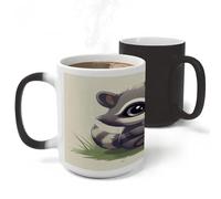 LZQPOEAS Raccoon on The Grass Mug 11Oz Colour Changing Magic Coffee Tea Cup Stylish Drinkware Ceramic Mugs Thermal Induction Novelty Funny Mug for Women Men
