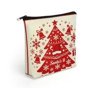 LZQPOEAS Red And Gold Christmas Tree Makeup Bag Cute Zippered Cosmetic Pouch Travel Toiletry Organizer Waterproof Cosmetic Pouch Portable Toiletry Pouch Gift for Mom Teacher Friends