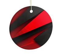 LZQPOEAS Red Black Round Ceramic Pendant Hanging Festival Ornament, Personalized Double Sided Ceramic Home Decor, Lightweight Durable Hanging Ornament Gift for Home, Party, Women Men