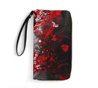 LZQPOEAS Red Black White Abstract Clutch Wallet, Small Exquisite PU Leather Long Purse Gift for Friends, Zipper Coin Pocket with Patterns, Wristlet Bag for Daily Use