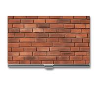 LZQPOEAS Red Brick Wall Texture Business Card Holder, Personalized Metal Name Card Case, Portable Pocket Card Organizer with Buckle Closure, Professional Business Card Container for Office