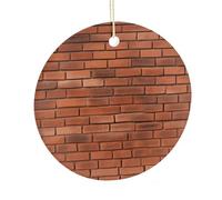 LZQPOEAS Red Brick Wall Texture Round Ceramic Pendant Hanging Festival Ornament, Personalized Double Sided Ceramic Home Decor, Lightweight Durable Hanging Ornament Gift for Home, Party, Women Men