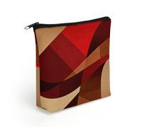 LZQPOEAS Red Brown Makeup Bag Cute Zippered Cosmetic Pouch Travel Toiletry Organizer Waterproof Cosmetic Pouch Portable Toiletry Pouch Gift for Mom Teacher Friends