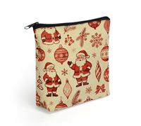 LZQPOEAS Red Christmas Pattern Makeup Bag Cute Zippered Cosmetic Pouch Travel Toiletry Organizer Waterproof Cosmetic Pouch Portable Toiletry Pouch Gift for Mom Teacher Friends