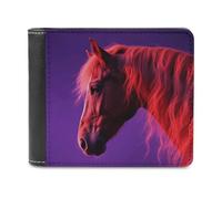 LZQPOEAS Red Horse Wallet Extra Capacity Slim Bifold Wallet with Multiple Card Slots Men's Leather Wallets Travel Billfold