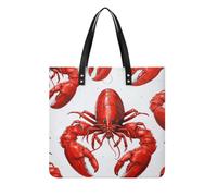 LZQPOEAS Red Lobster Print Tote Bag with Magnetic Buckle Reusable Grocery Bags Lightweight Cross Body Handbag for Daily Essentials