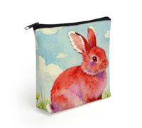 LZQPOEAS Red Rabbit Makeup Bag Cute Zippered Cosmetic Pouch Travel Toiletry Organizer Waterproof Cosmetic Pouch Portable Toiletry Pouch Gift for Mom Teacher Friends