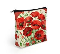 LZQPOEAS Red Small Flower Makeup Bag Cute Zippered Cosmetic Pouch Travel Toiletry Organizer Waterproof Cosmetic Pouch Portable Toiletry Pouch Gift for Mom Teacher Friends