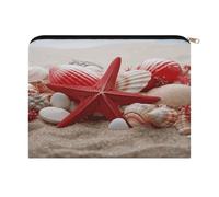 LZQPOEAS Red Starfish Seashells Makeup Bag Large Capacity Cosmetic Bag for Women Multi-Function Small Zipper Pouch Portable Travel Toiletry Bags Personalized Makeup Bags for Purse