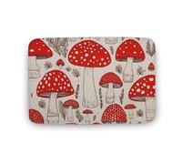 LZQPOEAS Red White Mushroom Floor Mat 15.7" x23.6 Stylish Multifunctional Coral Fleece Rugs Soft Super Absorbent Patterned Thick Bath Mats for Bathroom Floor,Dressing Table, Home Decor Accessories