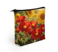 LZQPOEAS Reddish Yellow Makeup Bag Cute Zippered Cosmetic Pouch Travel Toiletry Organizer Waterproof Cosmetic Pouch Portable Toiletry Pouch Gift for Mom Teacher Friends
