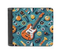 LZQPOEAS Rock Instrumental Patterns Bifold Wallet for Women Men Slim Wallet Small Billfold Minimalist Front Pocket Thin PU Leather Card Holder
