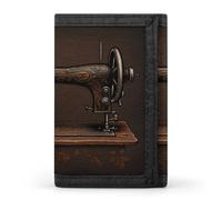 LZQPOEAS Rose And Sewing Machine Wallet Slim Compact Stylish Trifold Wallet for Men Women Minimalist Front Pocket Travel Divided Billfold