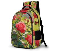 LZQPOEAS Rose Red Under The Golden Glow Backpack for Travel Double-Layer Design Leak-Proof Lightweight Portable Travel Bag Water Resistant Rucksack For Men Women Bookbag