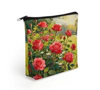 LZQPOEAS Rose Red Under The Golden Glow Makeup Bag Cute Zippered Cosmetic Pouch Travel Toiletry Organizer Waterproof Cosmetic Pouch Portable Toiletry Pouch Gift for Mom Teacher Friends