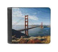 LZQPOEAS San Francisco Golden Gate Bridge Wallet Extra Capacity Slim Bifold Wallet with Multiple Card Slots Men's Leather Wallets Travel Billfold