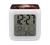 LZQPOEAS Santa Claus Alarm Clock Desk Clock with 7 Color Changing Night Light Digital Clocks with Temperature Display Sleep Training and Sound Machine for Heavy Sleeper