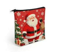 LZQPOEAS Santa Pattern Makeup Bag Cute Zippered Cosmetic Pouch Travel Toiletry Organizer Waterproof Cosmetic Pouch Portable Toiletry Pouch Gift for Mom Teacher Friends