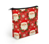 LZQPOEAS Santa’s Red Festive Print Makeup Bag Cute Zippered Cosmetic Pouch Travel Toiletry Organizer Waterproof Cosmetic Pouch Portable Toiletry Pouch Gift for Mom Teacher Friends