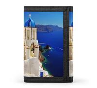 LZQPOEAS Santorini Greek Island Sea View Wallet Ultra Slim Minimalist Trifold Wallet Men Wallets Credit Card Holder Sl illfold