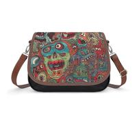 LZQPOEAS Shoulder Bag for Women PU Leather Crossbody Bag Underarm Purse | Abstract Monster Plaza Bag Adjustable Hobo Sling Clutch Tote Handbag Cute Retro Clutch Purse Shoulder Purse
