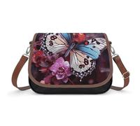 LZQPOEAS Shoulder Bag for Women PU Leather Crossbody Bag Underarm Purse | Colorful Butterflies on Flowers Plaza Bag Adjustable Hobo Sling Clutch Tote Handbag Cute Retro Clutch Purse Shoulder Purse