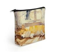 LZQPOEAS Sleeping Dogs at Night Makeup Bag Cute Zippered Cosmetic Pouch Travel Toiletry Organizer Waterproof Cosmetic Pouch Portable Toiletry Pouch Gift for Mom Teacher Friends