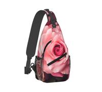 LZQPOEAS Sling Bag for Women Men Crossbody Shoulder Bag Pink rose Chest Bag Small Sling Backpack Daypack Fanny Packs
