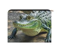 LZQPOEAS Small Makeup Bag for Purse, Crocodile Green Cosmetic Bag for Travel Cosmetic Pouch with Zipper, Large Capacity Pencil Pouches Toiletry Bags Portable Makeup Pouch for Women