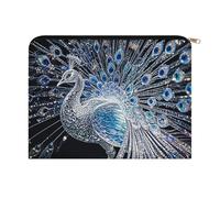 LZQPOEAS Small Makeup Bag for Purse, Crystal Peacock Cosmetic Bag for Travel Cosmetic Pouch with Zipper, Large Capacity Pencil Pouches Toiletry Bags Portable Makeup Pouch for Women