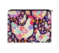 LZQPOEAS Small Makeup Bag for Purse, Flower Heart Chicken Cosmetic Bag for Travel Cosmetic Pouch with Zipper, Large Capacity Pencil Pouches Toiletry Bags Portable Makeup Pouch for Women
