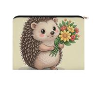 LZQPOEAS Small Makeup Bag for Purse, Hedgehog Cosmetic Bag for Travel Cosmetic Pouch with Zipper, Large Capacity Pencil Pouches Toiletry Bags Portable Makeup Pouch for Women