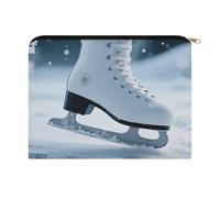 LZQPOEAS Small Makeup Bag for Purse, Ice Skating Skates Snowflakes Cosmetic Bag for Travel Cosmetic Pouch with Zipper, Large Capacity Pencil Pouches Toiletry Bags Portable Makeup Pouch for Women