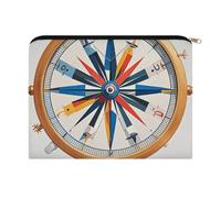 LZQPOEAS Small Makeup Bag for Purse, Maritime Sailboat Compass Cosmetic Bag for Travel Cosmetic Pouch with Zipper, Large Capacity Pencil Pouches Toiletry Bags Portable Makeup Pouch for Women