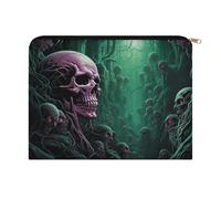 LZQPOEAS Small Makeup Bag for Purse, Skull Under Green Light Cosmetic Bag for Travel Cosmetic Pouch with Zipper, Large Capacity Pencil Pouches Toiletry Bags Portable Makeup Pouch for Women