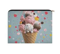 LZQPOEAS Small Makeup Bag for Purse, Sweet Ice Cream Cosmetic Bag for Travel Cosmetic Pouch with Zipper, Large Capacity Pencil Pouches Toiletry Bags Portable Makeup Pouch for Women