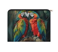 LZQPOEAS Small Makeup Bag for Purse, Two Colored Parrots Cosmetic Bag for Travel Cosmetic Pouch with Zipper, Large Capacity Pencil Pouches Toiletry Bags Portable Makeup Pouch for Women