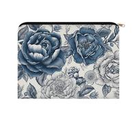 LZQPOEAS Small Makeup Bag for Purse, White Rose Petals Cosmetic Bag for Travel Cosmetic Pouch with Zipper, Large Capacity Pencil Pouches Toiletry Bags Portable Makeup Pouch for Women