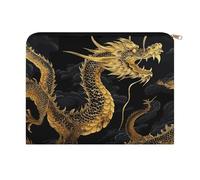 LZQPOEAS Small Makeup Bag for Purse, Yellow Dragon Black Background Cosmetic Bag for Travel Cosmetic Pouch with Zipper, Large Capacity Pencil Pouches Toiletry Bags Portable Makeup Pouch for Women