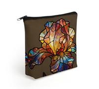 LZQPOEAS Stained Glass Bloom Flower Makeup Bag Cute Zippered Cosmetic Pouch Travel Toiletry Organizer Waterproof Cosmetic Pouch Portable Toiletry Pouch Gift for Mom Teacher Friends