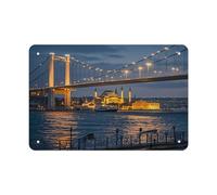 LZQPOEAS Strait Bridge Wall Art Personalized Garage Sign Funny Metal Wall Art Poster Outdoor Custom Sign Wall Decor Aesthetic for Room Bedroom Living Room Bathroom 8 X 12 Inch