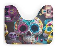 LZQPOEAS Sugar Skulls Toilet Rug U Shaped Soft Commode Contour Rug Highly Absorbent Toilet Bath Mat Coral Fleece Ultra Thin Toilet Mat Easier to Dry for Bathroom 20x 16