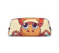 LZQPOEAS Summer cartoon crab Pencil Case Leather Pen Bag Travel Makeup Bag Zipper Organizer Bag for Women Men