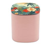 LZQPOEAS Summer Hawaiian Jewelry Box 4-Layer Covered Rotating Jewelry Storage Box Large Capacity Portable Storage Boxes for Bracelets Earrings Necklace