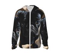 LZQPOEAS Sun Protection Hoodie Black Pug Dog Puppy Jacket Lightweight Long Sleeve Sun Shirts for Outdoor Hiking, Black, Medium