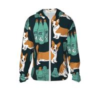LZQPOEAS Sun Protection Hoodie Cute Dogs Jacket Lightweight Long Sleeve Sun Shirts for Outdoor Hiking, Black, Medium