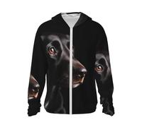 LZQPOEAS Sun Protection Hoodie Dog black background Jacket Lightweight Long Sleeve Sun Shirts for Outdoor Hiking, Black, XL