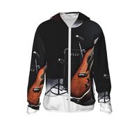 LZQPOEAS Sun Protection Hoodie Musical Instrument Guitar Jacket Lightweight Long Sleeve Sun Shirts for Outdoor Hiking, Black, Medium